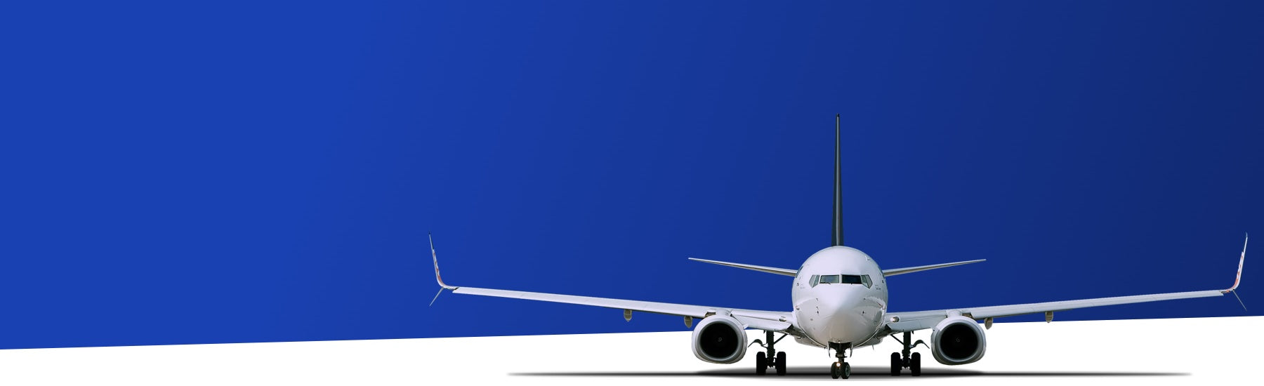 An aeroplane with a blue and white background.