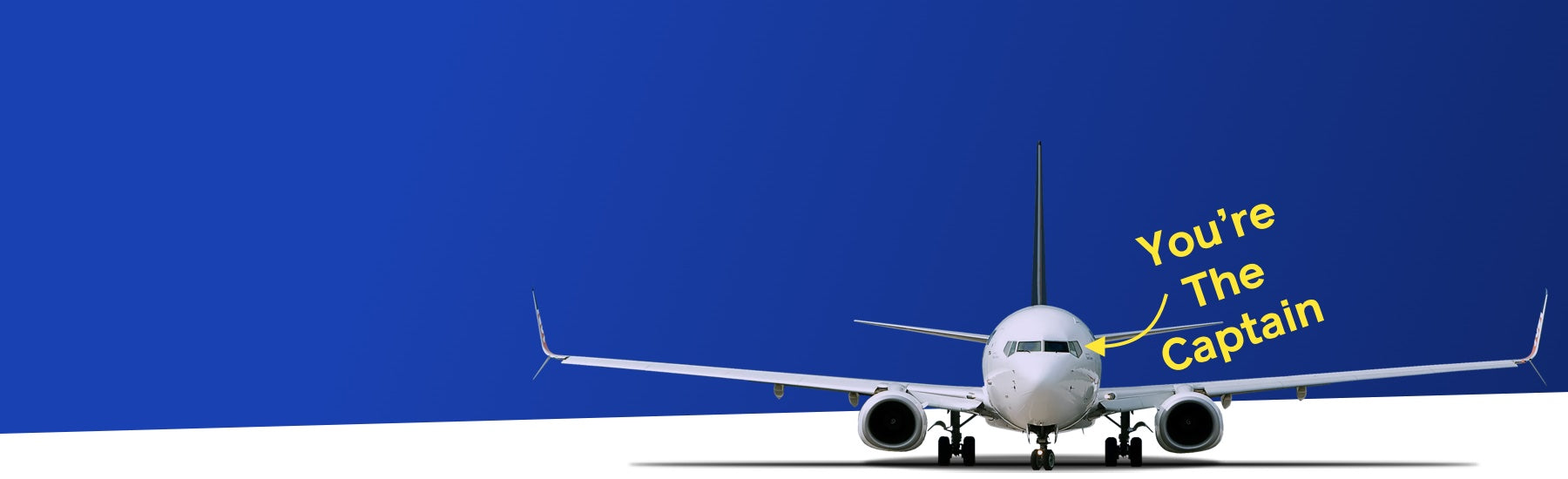 A promotion image of an aeroplane with a blue and white background. The image is promoting group flight simulator events.