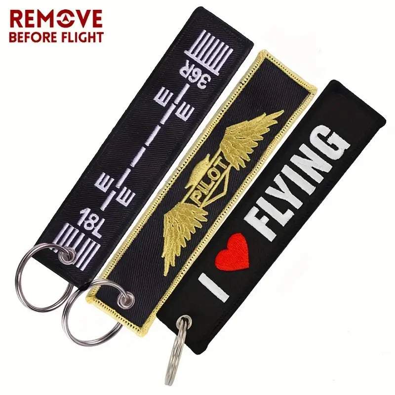 Embroidered Aircraft Runway Keychains