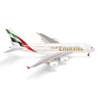 A model aeroplane of the Emirates A380 colours edition, the scale is 1:250.