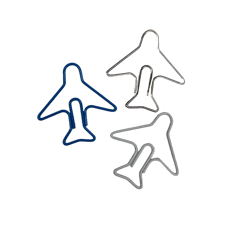 Paper clips in the shape of aeroplanes, they are the Flight Experience brand and come in a pack of 30.